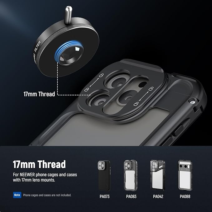 NEEWER 37mm Kaleidoscope Prism Filter with Phone Clip, K9 Crystal Glass Effect Lens Filter for 17mm Threaded Backplate, Phone Cage, Case Compatible with iPhone 17 16 Pro Max Galaxy S25 Ultra, FL-101
