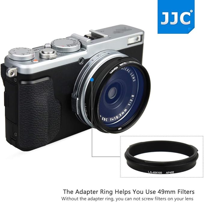 JJC Metal Lens Hood Shade Protector with 49mm Filter Adapter Ring for Fujifilm X100VI X100V X100F X100T X100S X100 X70 Replaces Fujifilm LH-X100 Lens Hood & AR-X100 Filter Adapter Ring/Black