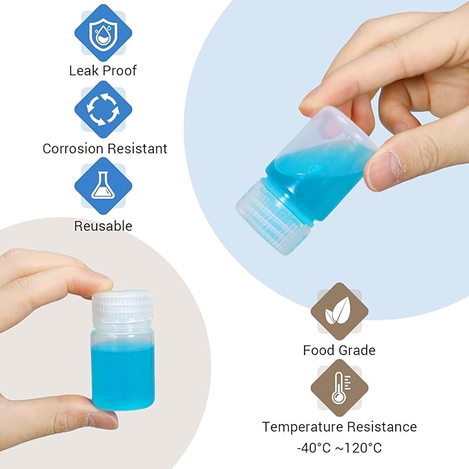UMETASS Small Pill Bottle, Empty Medicine Bottles with Screw Caps for Pills Capsules Vitamins, Food Grade Plastic Medicine Containers with Labels for Travel (Clear&Translucent, 1oz/30ml, 8 Pcs)