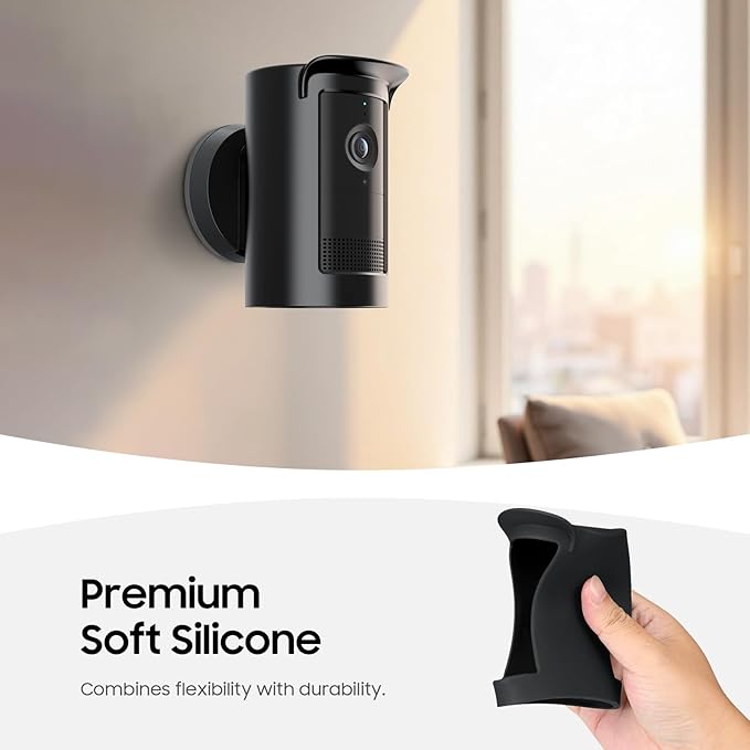 Fintie Silicone Case for Ring Outdoor Cam Plus (2025 Release), Soft Silicone Weather Resistant Protective Skin Cover for Ring Outdoor Cam Plus Camera, Black