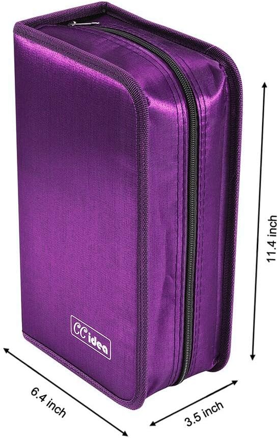 CCidea CD Case DVD Storage Holder, 128 Capacity DVD Cases Organizer CD Plastic Protective Carrying Binder,Portable Cd Wallet for Home Travel (Purple)