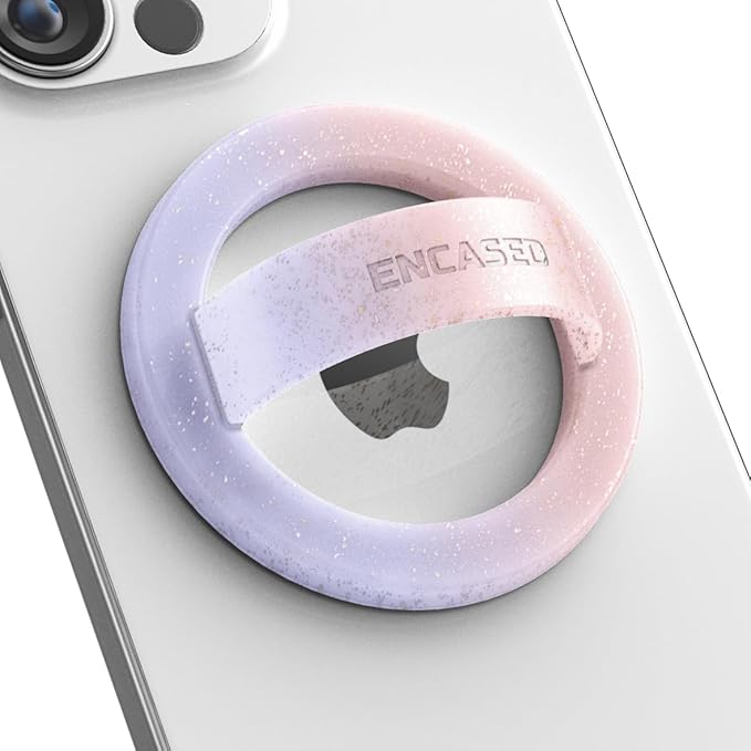 Encased Magnetic Phone Grip Holder, Compatible with MagSafe - Cute Color Combo Iridescent Silicone Finger Loop Ring for iPhone (Gradient Halo)