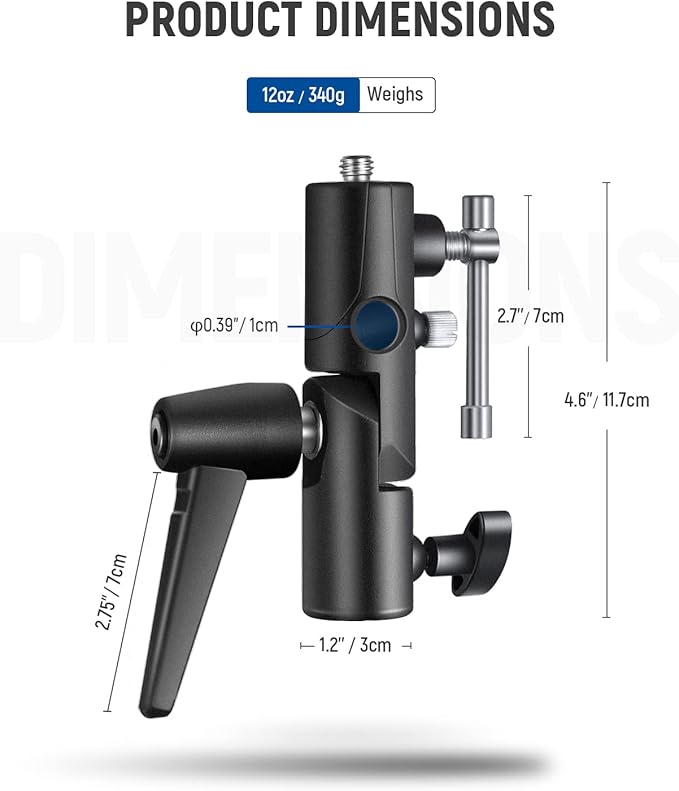 NEEWER Camera Flash Bracket H-Type Mount with Umbrella Softbox Holder, 180° Swivel Adjustable Metal Light Stand Adapter with 1/4" to 3/8" Screw Adapter for Speedlite LED Lamp Light Stand Tripod