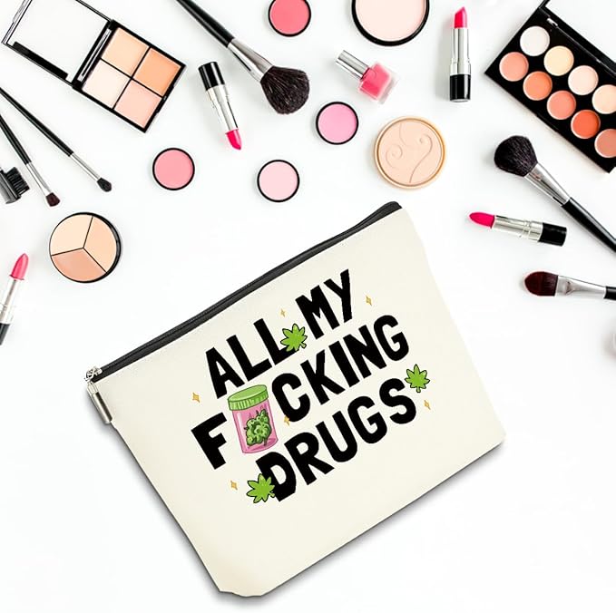 2 PCs Weed Gifts Funny Gifts Makeup Bag Marijuana Gifts Cosmetic Bag, Weed Accessories Gag Gifts, Friendship Gifts for Women Girls Best Friends Coworkers Christmas birthday Gifts Zipper Pouch