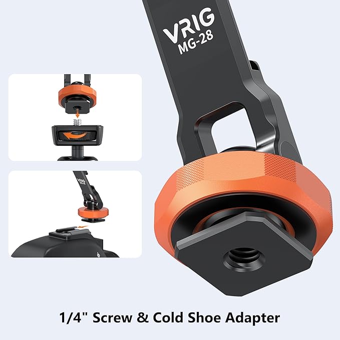 VRIG MG-28 Metal Phone Tripod Mount for magsafe, Magnetic Camera Mount for iPhone 17 16 15 14 13 12, 360° Rotation Adjustable Cold Shoe Phone Mount for Cameras, Tripods