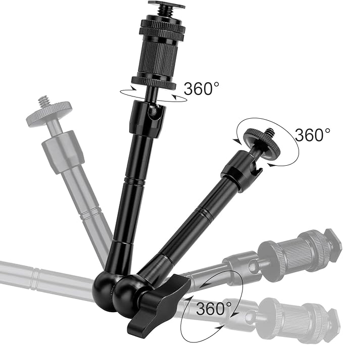 FOMITO 11 inch Articulating Magic Arm + Super Clamp for DSLR Rig Camera to LCD Monito, LED Video Light