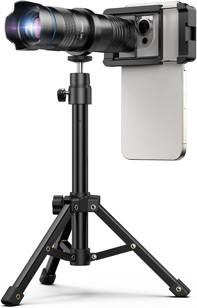 MIAO LAB 28X Telephoto Lens, High Power HD Telephoto Phone Lens with Adjustable Tripod and Universal Phone Clip, Phone Lens Attachment for Android & iPhone