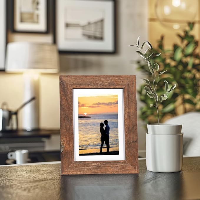 kennethan Rustic Brown 5x7 inch Picture Frame 1 pcs Wooden frame for table or wall,for home decoration,holiday gift