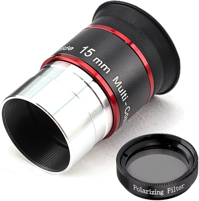 Starboosa 15mm 68° Ultra Wide-Angle Telescope Eyepiece with Polarizing Filter – Upgraded 1.25" HD Eyepiece & Glare-Reducing Filter Set – Fully Multi-Coated Optics for Crisp Lunar & Planetary Viewing