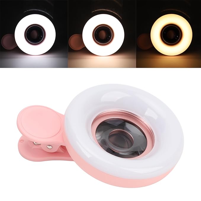 Mobile Phone Macro Photography Lens 3 Color Lights Portable Clip On Macro Lens, for Detail Photography, Rechargeable for Eyelashes Eyebrows Nail Art