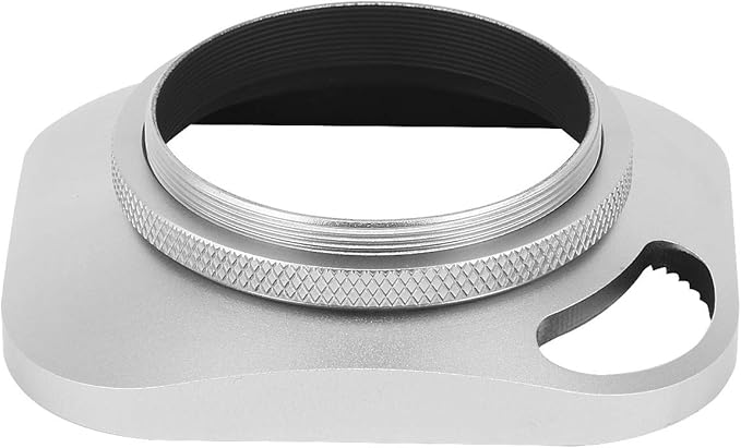 Haoge LH-S43P 43mm Square Metal Screw-in Lens Hood Hollow Out Designed with Cap for Leica Rangefinder Camera with 43mm E43 Filter Thread Lens Silver