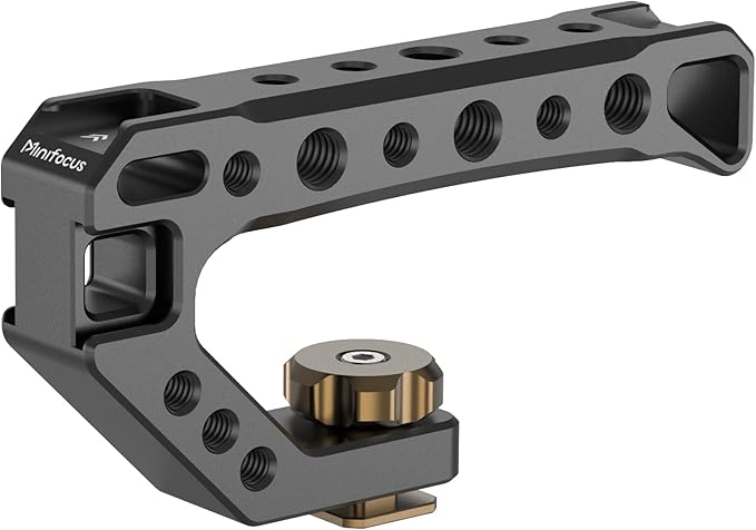 Top Handle with Cold Shoe Mount, Lightweight Handle Grip for Camera Cage, Universal Camera Top Handgrip with 4 Cold Shoe and 1/4" & 3/8" Holes for Camera Cage, Microphone, LED Light, Monitor