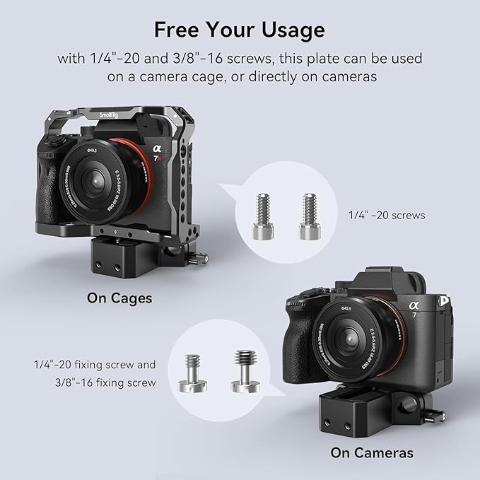 SMALLRIG Camera Base Plate Kit with 15mm LWS Rod Rail Clamp, 15mm Lens Support for Sony A6500 A6600 A6300, for Canon R5 R6, for Sony A7SIII / A7III, Both for Cameras & Cages - 4959