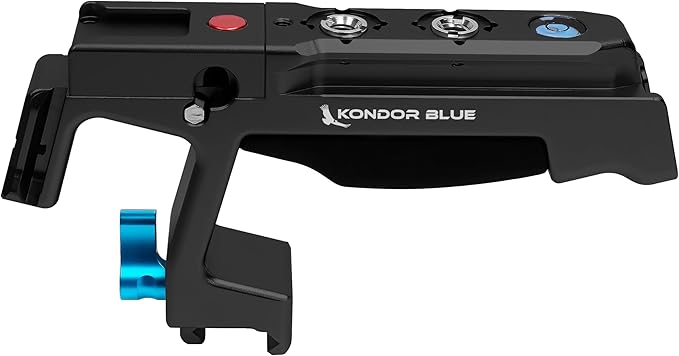 KONDOR BLUE | Talon XL Top Handle with Trigger REC for Cameras | NATO Rail, Arri mounts, Cold Shoes, Remote Start/Stop REC Button, Molded Rubber Grip, & Bubble Level | Black