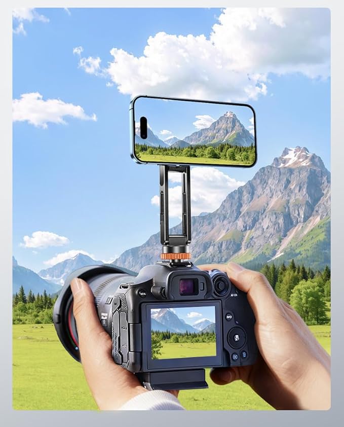 Magnetic Phone Holder with Cold Shoe Mount, Quick-Release Clamp Extension Rod, 1/4" Screw for Camera Field Monitor, Vlogging and Filmmaking Video Rig