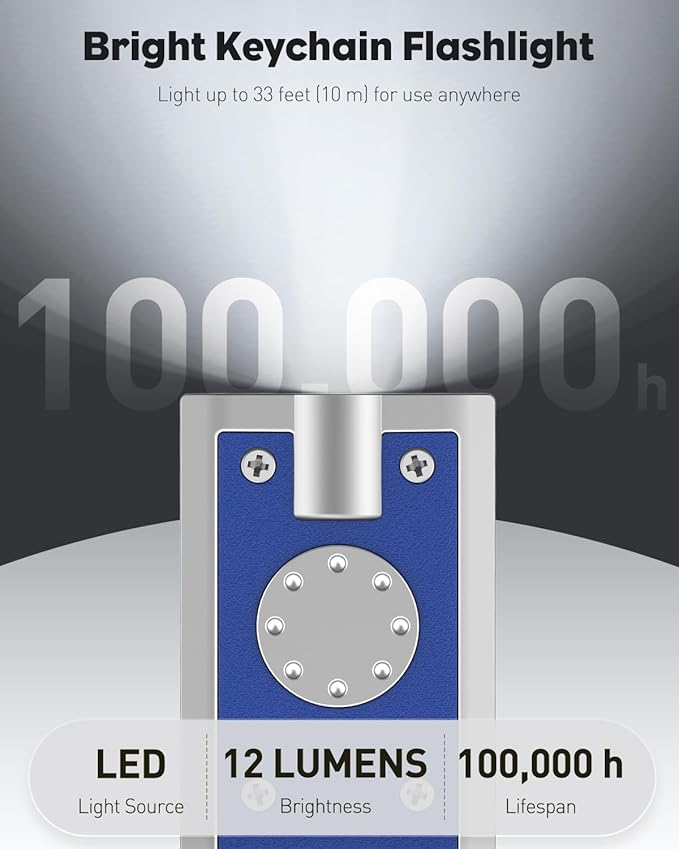 Uniclife 10 Pack LED Keychain Flashlight Mini Square LED Keychain Light 12 Lumen Portable Bright Battery Powered Key Ring Torch for Outdoor Camping Hiking and Emergency Lighting, 5 Colors of Shells