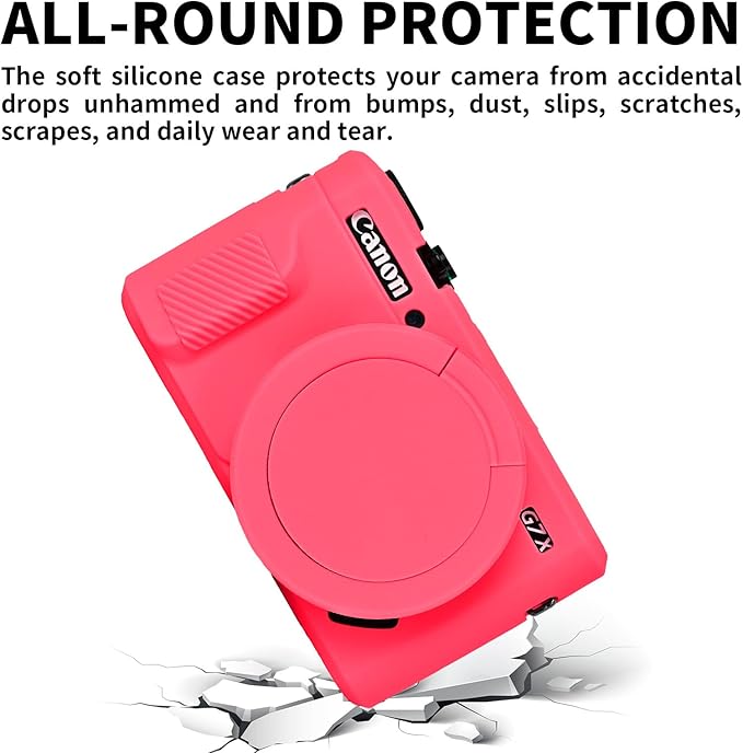 Easy Hood G7X Mark II Case, Protective Case for Canon Powershot G7X Mark II Digital Camera, Removable Lens Cover Silicone Sleeve Soft Camera Cover Rubber Protective Body Skin - Red