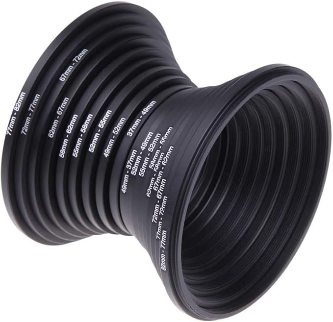 Step Up Rings 18Pcs Metal Filter Ring Adapter Set - 9pcs Step Up + 9pcs Step Down Rings (37-82mm), Compatible with Digital SLR Cameras