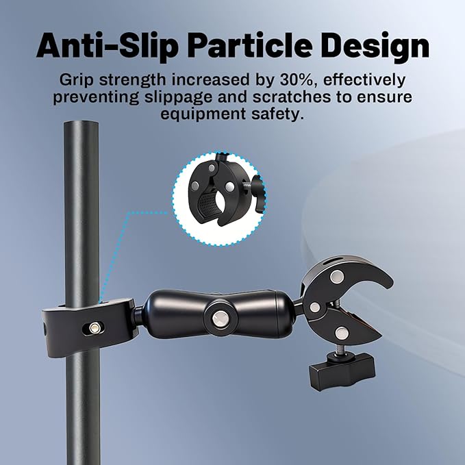 Wokyo 6" Double Super Clamp Camera Mount with 360° Ballhead Magic Arm, Universal Umbrella Clamp Holder for Studio Light Stand Reflector Cross Bars Tripod Monitor Motorcycle Bike Handlebars Desk