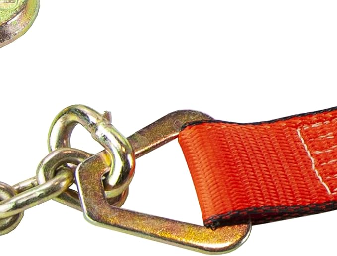 VULCAN Ratchet Strap with Chain Anchors - 2 Inch x 27 Foot - 2 Pack - PROSeries - 3,600 Pound Safe Working Load
