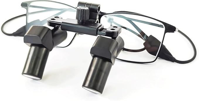 REEHUT 4.5X Prism Flip-up Ergonomic Dental Ergo Loupe Ultra-Light Binocular Magnifier Magnifying Glasses Titanium Frame Aluminum Box (280-380mm)