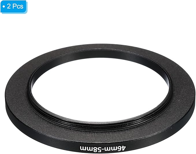PATIKIL 46mm-58mm Metal Step Up Ring, 2 Pack Camera Lens Filter Adapter Ring Aluminum Filter Adapter Ring for Camera Lenses Hood, Black
