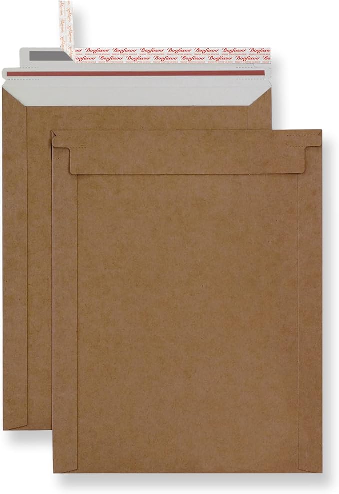 Bonfasvo Rigid Mailers 30 Pack 6.25 x 8.25 inches Brown Self Seal Stay Flat Bulk Cardboard Kraft No Bend Mailers Peel and Seal for Document Photos Pictures Papers Files CD