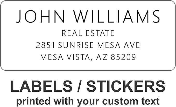 Personalized White Address Labels for Business – Custom Return Address Stickers for Envelopes, Mailing & Shipping Packages – Bulk Business Mailing Labels by PrettySweetParty (Sans Serif Font)