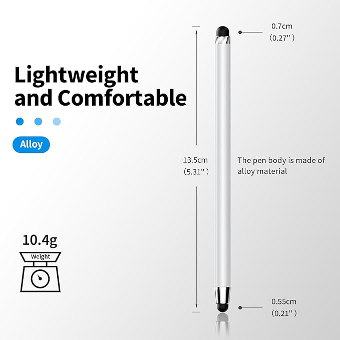 Stylus Pen for Touchscreen,5 PCS Stylus,Stylus 2-in-1 High Sensitivity Precision Suitable for Touch Screens of iPhone/ipad/Android Tablet(White)