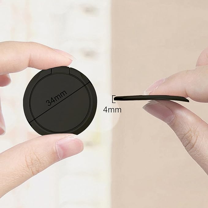 TENOC Phone Grip Sticky 360° Rotation Universal Stand Finger Ring Holder Slim Kickstand for Cell Phone Case, Black