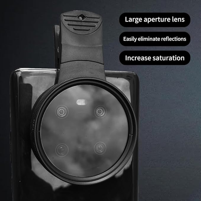EMVANV 52mm Clip-on CPL Phone Camera Lens Filter, Phone Lens Filter Kit, Universal CPL Filter Compatible with iPhoneSamsung/Android Smartphones(Size:52mm)