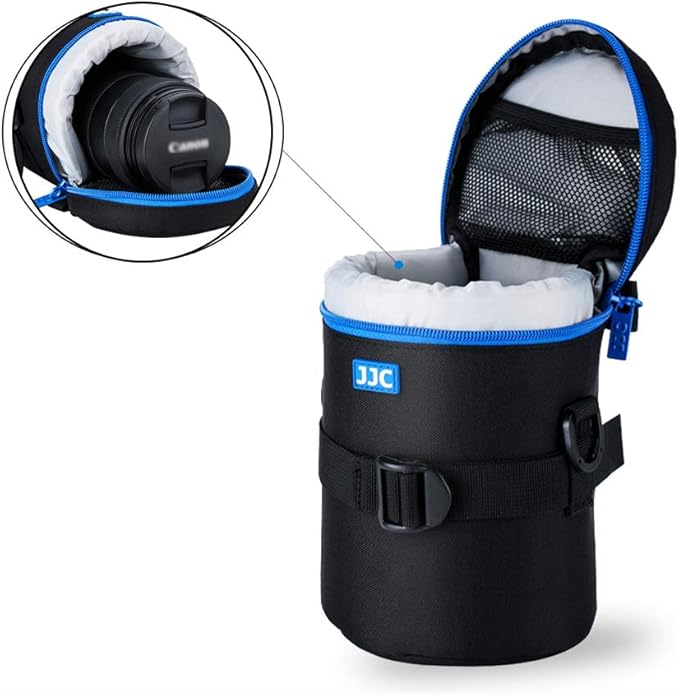 JJC Camera Lens Pouch Case for Canon EF 50mm f1.2 EF 24-70mm EF 70-300mm Tamron SP 70-300mm & More, Zipper Polyester Lens Protective Bag with Interior Size 3.9x6.5”