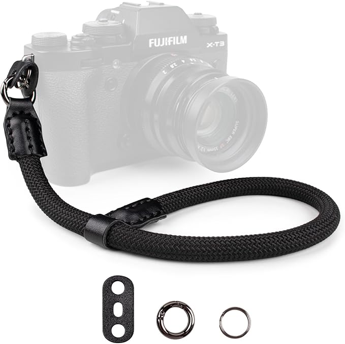 VOVMOEYA Rope Camera Wrist Strap,Camera Hand Strap Compatible with A6400 A6000 A7 IV,for Fujifilm X100V for Nikon Zf Z30 for Canon EOS R6 R7 R8 R10 Camera Wrist Straps for dslr - Black