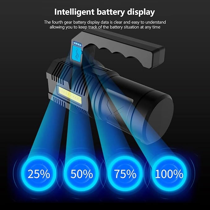 Flashlight Rechargeable USB High Lumens-Camping Flashlight with 4 Powerful LED Beads Handheld Flashlight for Home 4 Modes Waterproof for Outdoor Fishing Hiking Emergency
