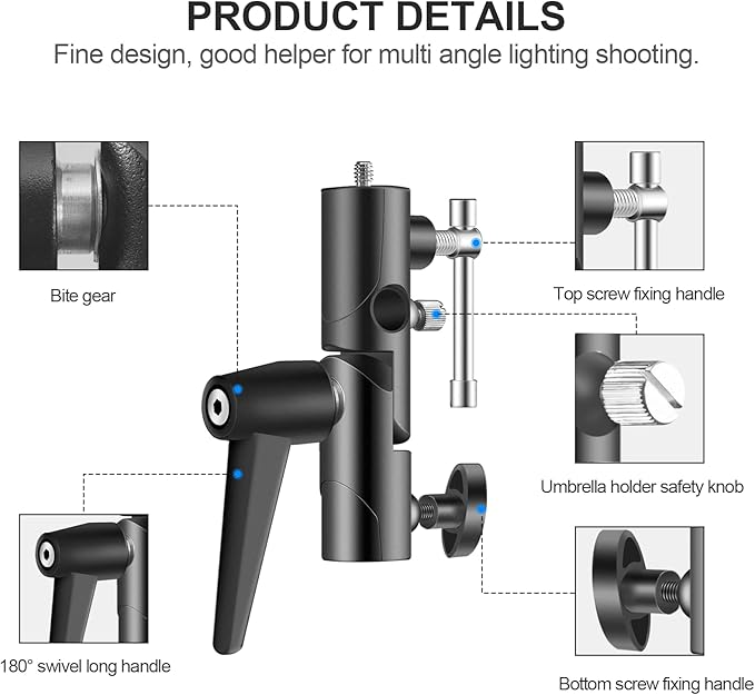 WELLMAKING Flash Speedlite Bracket for Camera - Swivel Design with Umbrella/Reflector Mount, Compatible with Canon, Nikon, Pentax, Olympus, Nissin, Metz and More