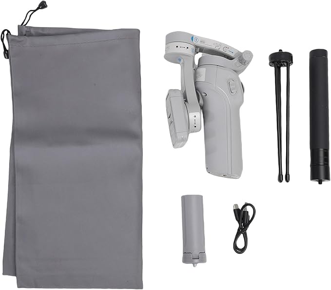 ciciglow 3 Axis Smartphone Gimbal Stabilizer, Auto Face Tracking Selfie Stick with Fill Light, Built in Tripod, Anti Shake, Foldable Rotating Stabilizer for Video Recording