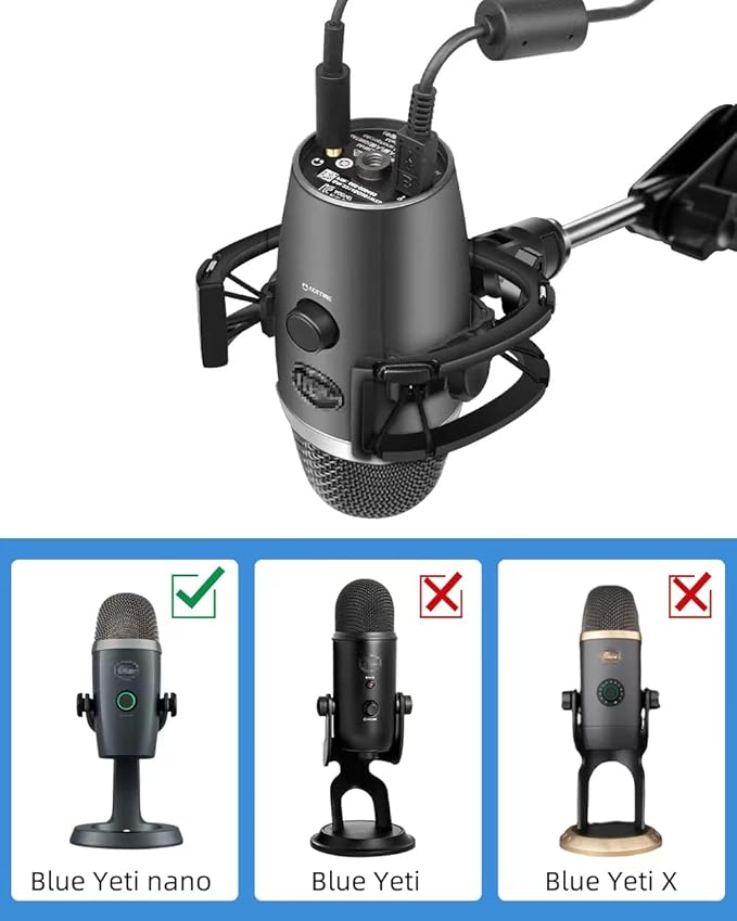Yeti Nano Shock Mount with Pop Filter, Custom Built for Yeti Nano Mic，Anti-Vibration Suspension Shock Mount Holder Clip Compatible with Blue Yeti Nano Microphones