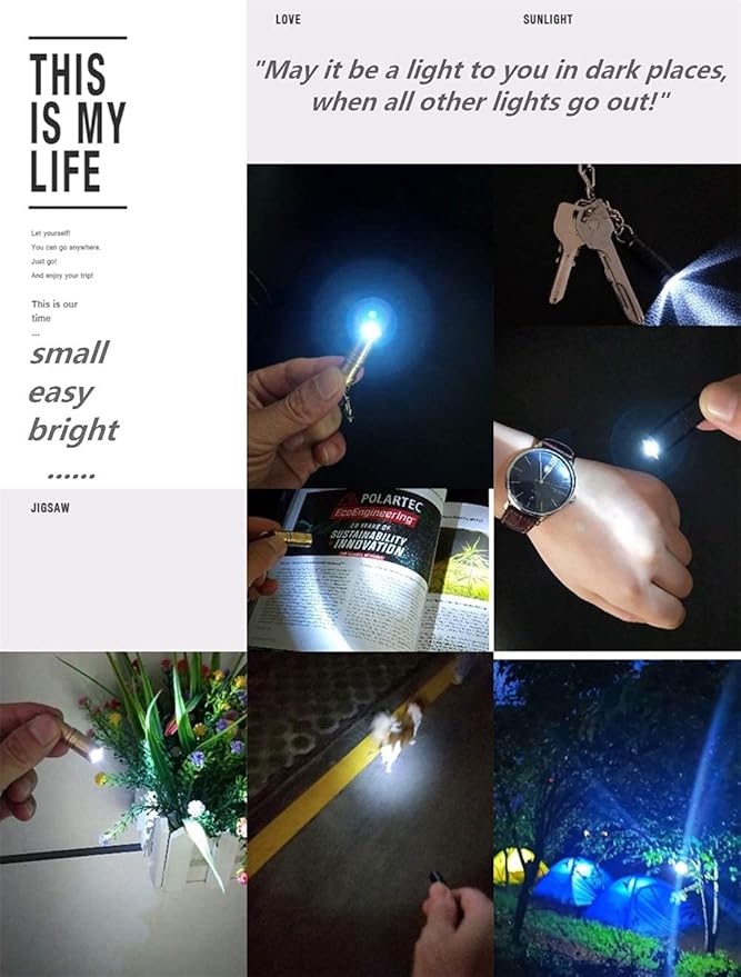 e1 Smallest Keychain Flashlight Micro Tiny Mini Keychain Light Long-Lasting Safety Light for Everyday Carry Emergencies Outdoor Dog Walking Hiking Camping Nice Gift for Parents Kids