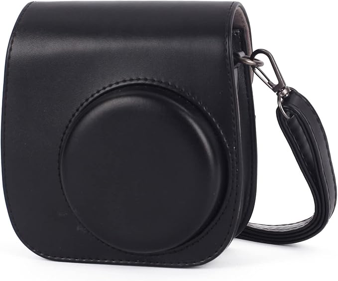 Phetium Instant mini 12 Camera Protective Case Compatible with Instax Mini 12 11,PU Leather Bag with Pocket and Adjustable Shoulder Strap (Black)