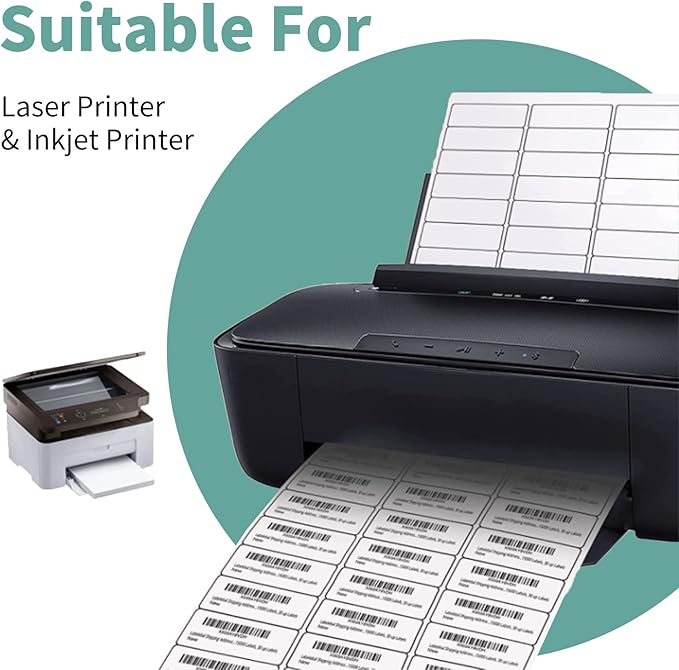 30 up 1" x 2-5/8" Shipping Labels, 150 Sheets (4500 Labels) White Sticker Address Labels/SKU Labels for Laser and Inkjet Printers