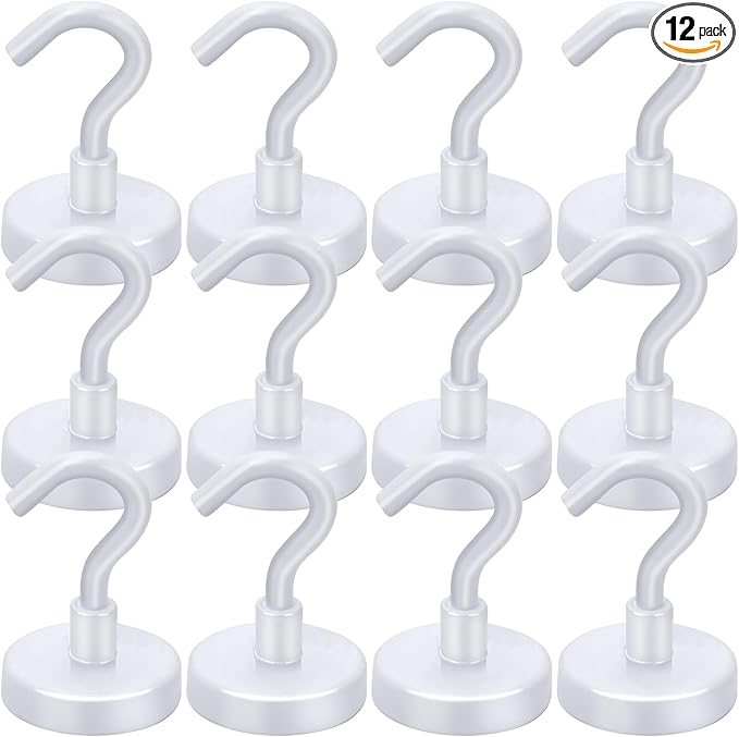 LOVIMAG Cruise Ship Essentials, 85Lb Magnetic Hooks for Cruise Cabins, Strong Magnetic Hooks for Hanging, Refrigerator, Celling, Grill, Fridge, Kitchen-12Pack