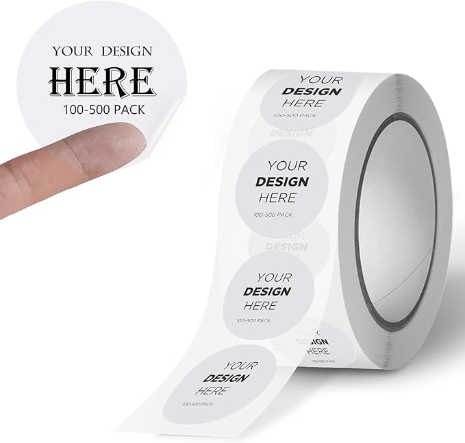 100-500 Custom Stickers Personalized Business Labels Decals, 1.5"-10" Customized Your Own Waterproof Vinyl Stickers with Any Design Logo Image Photo Text Name Address QR Code