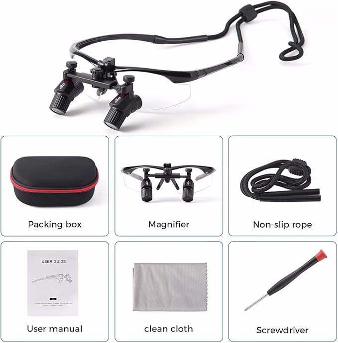 REEHUT 45° Ergo loupe Ergonomic Binocular Loupes Ultralight Adjustable Surgical Magnifying Glasses Working Distance 450mm (3.0X)