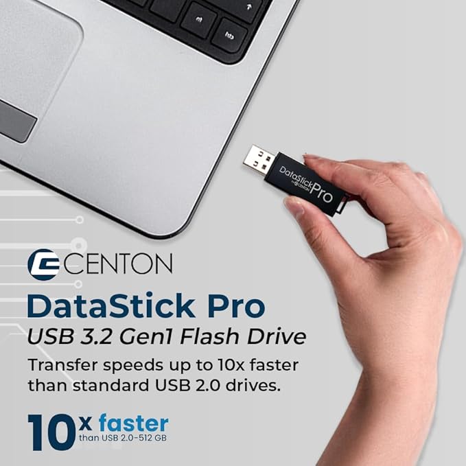 Centon Electronics MP Valuepack USB 3.2 Gen1 DataStick Pro Flash Drive, 8 GB, 5 USB Flash Drives, 5 Pack, Black