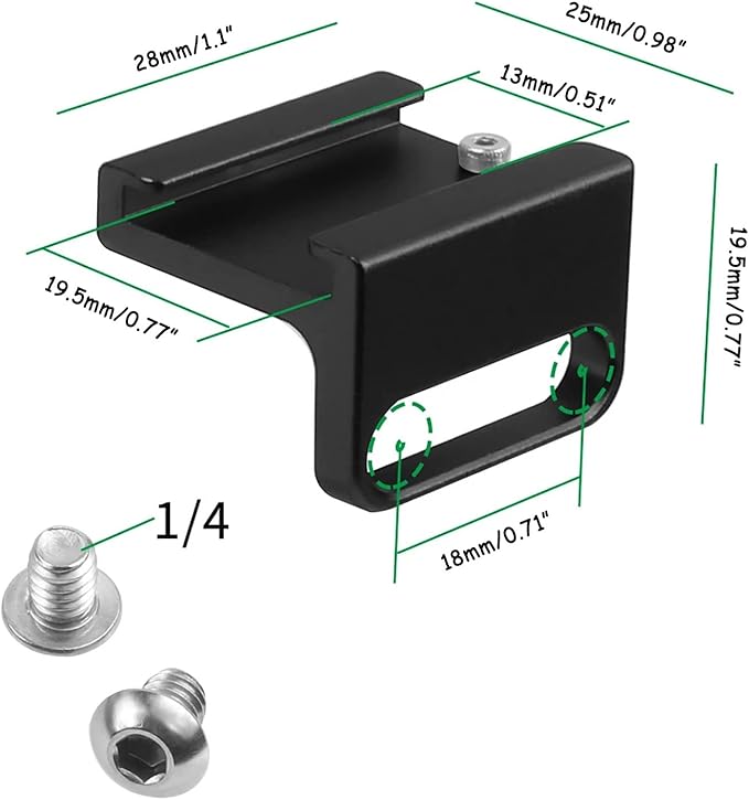 Cold Shoe Mount Adapter 90 Degree for Camera Attach Side Cage Quick Release L Bracket Plate Handle 1/4" Screws