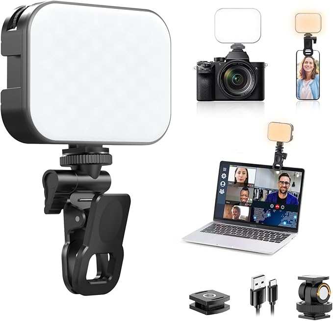 ULANZI VL100X Selfie Light, LED Video Camera Light, Portable Clip on Light Panel for Camera/Phone/Laptop/Tablet/Computer, 2000mAh, 2500-6500k Rechargeable Fill Light for Picture/TikTok/Makeup/Vlog