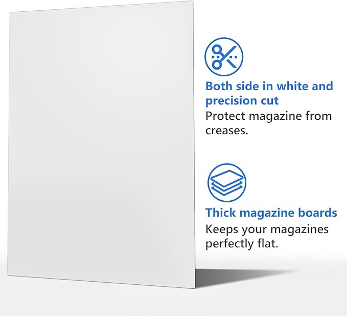 DEDC Magazine Bags and Boards 50 Pack - Heavy Duty 3.5 Mil Resealable Magazine Protector Sleeves with Rigid Acid-Free Backing Boards - Archival Clear Storage for Comics, Magazines & Collectibles