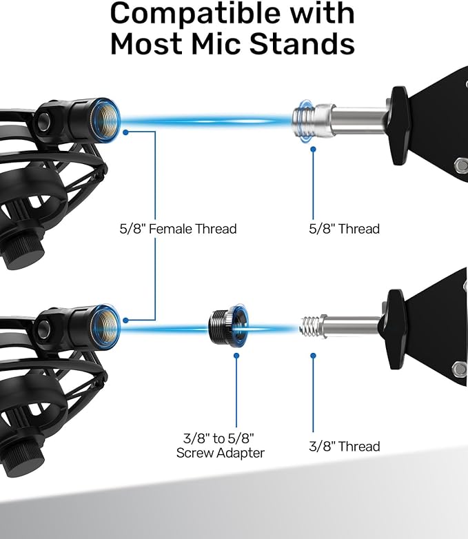 Custom Built for Razer Seiren Mini Shock Mount, 2026 Upgrade Anti-Vibration Suspension Elastic Shock Mount Holder Clip Mics Stand Compatible with Razer Seiren Mini Microphone