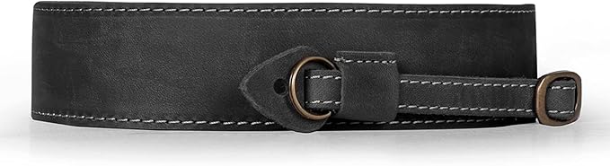 MegaGear SLR, DSLR Sierra Series Genuine Leather Camera Shoulder or Neck Strap, Black
