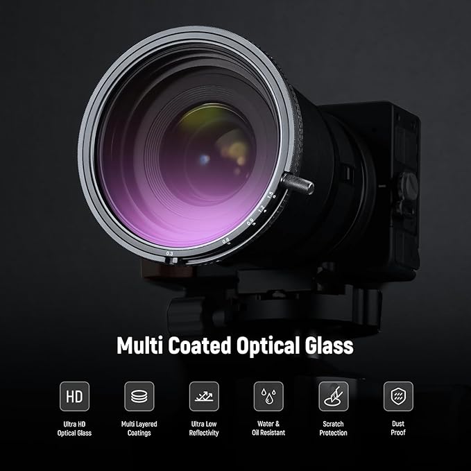 NEEWER 58mm True Colors Variable ND Filter ND2-ND32 & CPL, 2 in 1 Adjustable Neutral Density and Circular Polarizing Filter, Multi Coated HD Optical Glass/Aluminum Frame